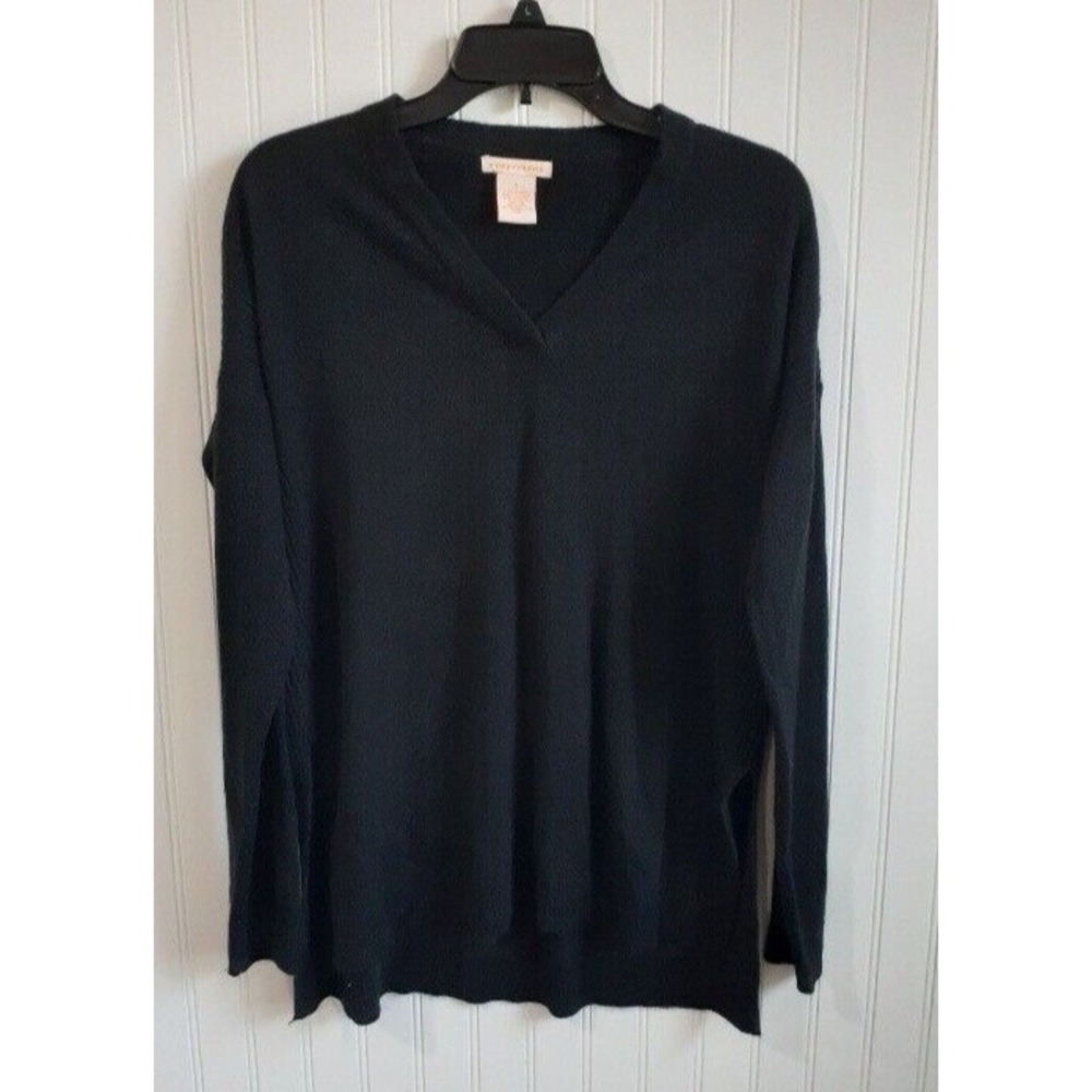 Sweet Romeo Sweater Womens Small Black V-Neck Soft Pullover Capsule Wardrobe